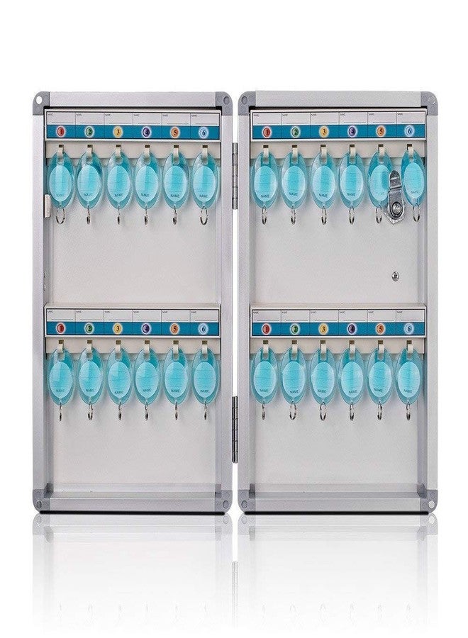 HOMAVA 24 Hooks Key Storage Cabinet Secure for Factory, Office & Shops,21.8 x 6.8 x 32.5 cm, Silver - Image 2
